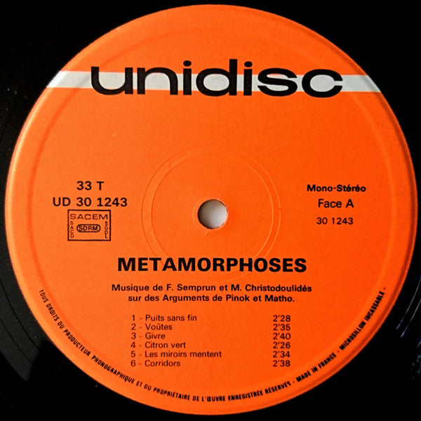 Francisco Semprun / Michel Christodoulides : Métamorphoses (LP)