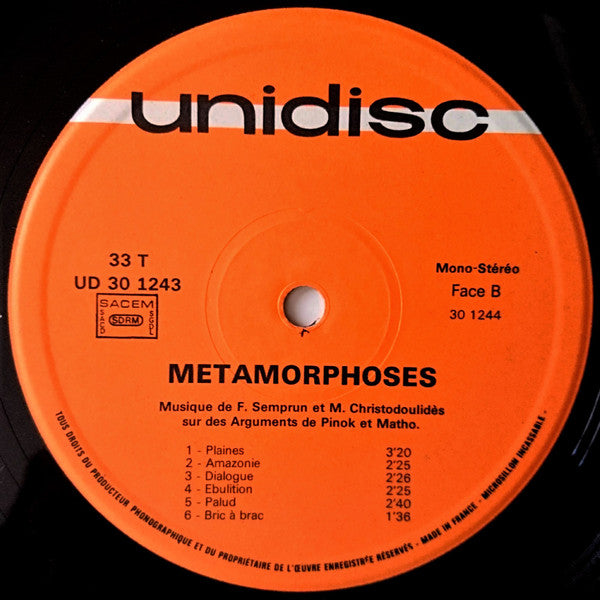 Francisco Semprun / Michel Christodoulides : Métamorphoses (LP)