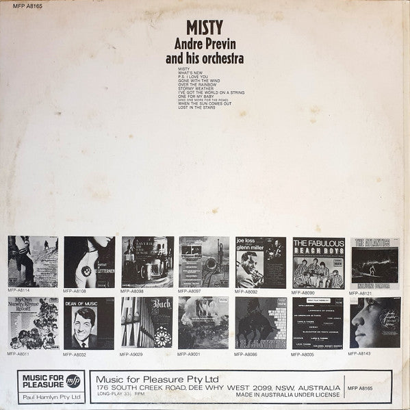 André Previn And His Orchestra : Misty (LP, Album, RE)