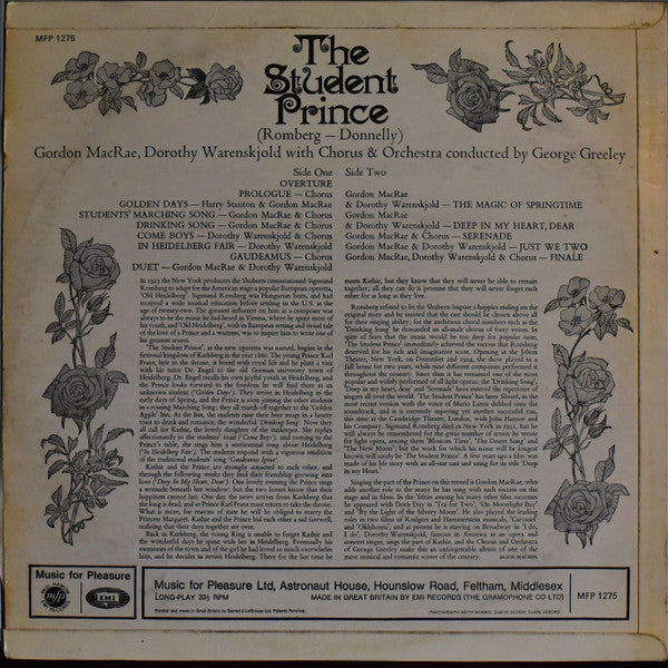 Gordon MacRae And Dorothy Warenskjold : The Student Prince (LP, Album)