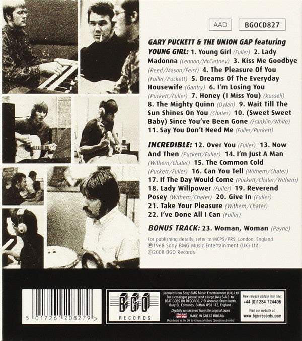 Gary Puckett & The Union Gap : Gary Puckett & The Union Gap Featuring Young Girl / Incredible (CD, Comp, RM, Bon)