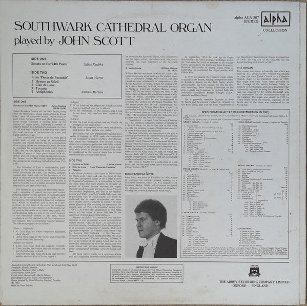 John Scott (10) : Southwark Cathedral Organ (LP)