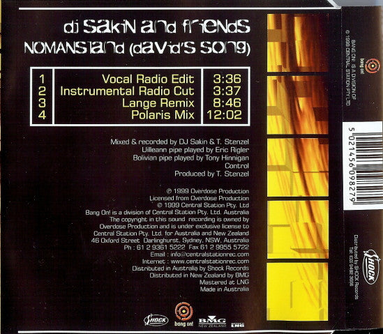 DJ Sakin & Friends : Nomansland (David's Song) (CD, Single)
