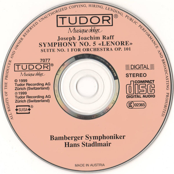 Joseph Joachim Raff, Bamberger Symphoniker, Hans Stadlmair : Symphony No. 5 «Lenore» • Suite No. 1 For Orchestra, Op. 101 (CD, Album)