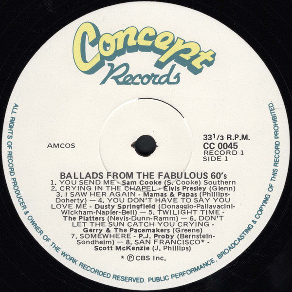 Various : Ballads From The Fabulous 60's (2xLP, Album, Comp, gat)