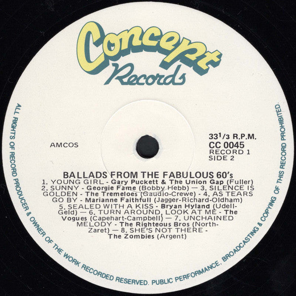 Various : Ballads From The Fabulous 60's (2xLP, Album, Comp, gat)