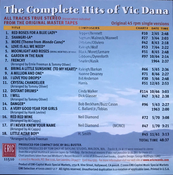 Vic Dana : The Complete Hits Of Vic Dana (CD, Comp)