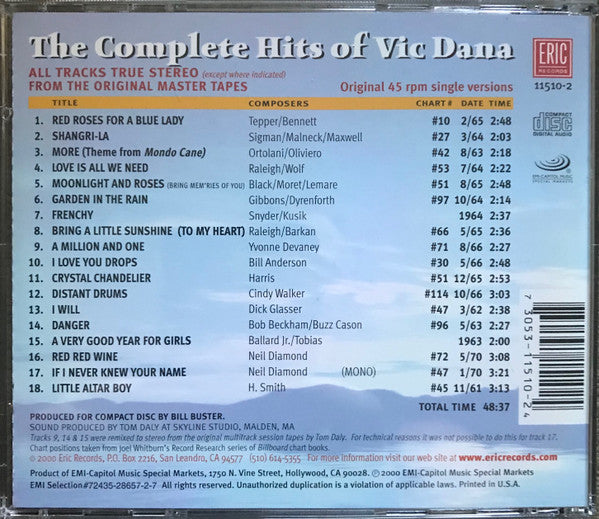 Vic Dana : The Complete Hits Of Vic Dana (CD, Comp)