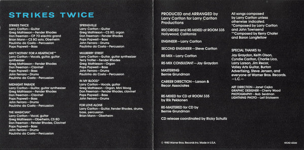 Larry Carlton : Strikes Twice (CD, Album, RE)