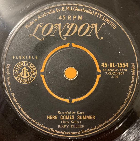 Jerry Keller : Here Comes Summer (7", Single)