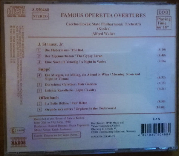 J. Strauss, Jr.* / Suppé* / Jacques Offenbach / Czecho-Slovak State Philharmonic Orchestra (Košice)*, Alfred Walter : Famous Operetta Overtures (CD, RE)