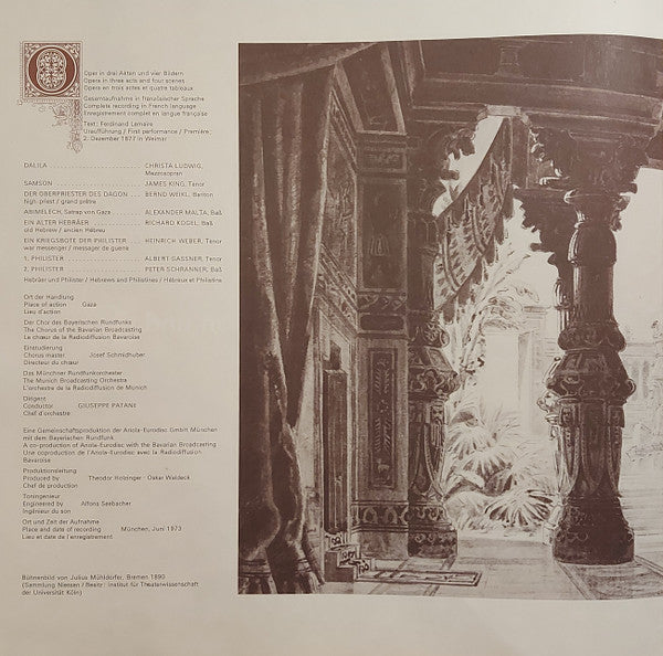 Camille Saint-Saëns, Christa Ludwig, James King (3), Bernd Weikl, Münchner Rundfunkorchester, Chor Des Bayerischen Rundfunks, Giuseppe Patanè : Samson Und Dalila (3xLP, Quad + Box)