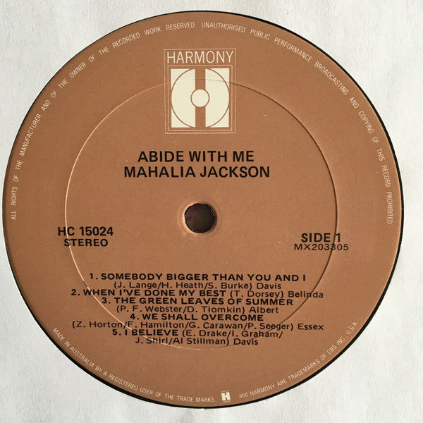 Mahalia Jackson : Abide With Me (LP, Album, Comp)