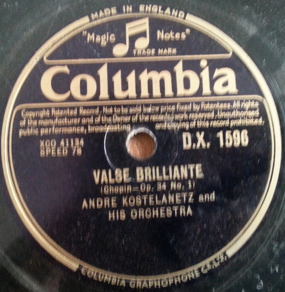 Andre Kostelanetz And His Orchestra* : Fantaisie-Impromptu / Valse Brilliante (Shellac, 12")