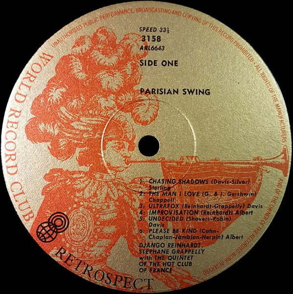 Django Reinhardt · Stéphane Grappelli With Quintette Du Hot Club De France : Parisian Swing  (LP, Comp, Club)