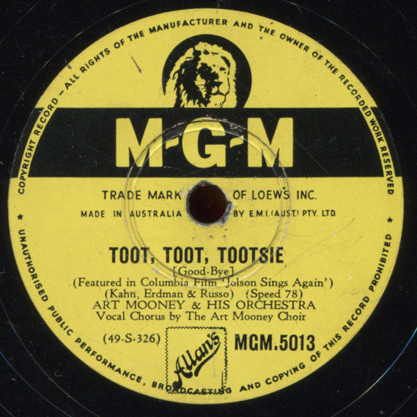 Art Mooney & His Orchestra : Toot, Toot, Tootsie (Good-Bye) / I Never See Maggie Alone (Shellac, 10")