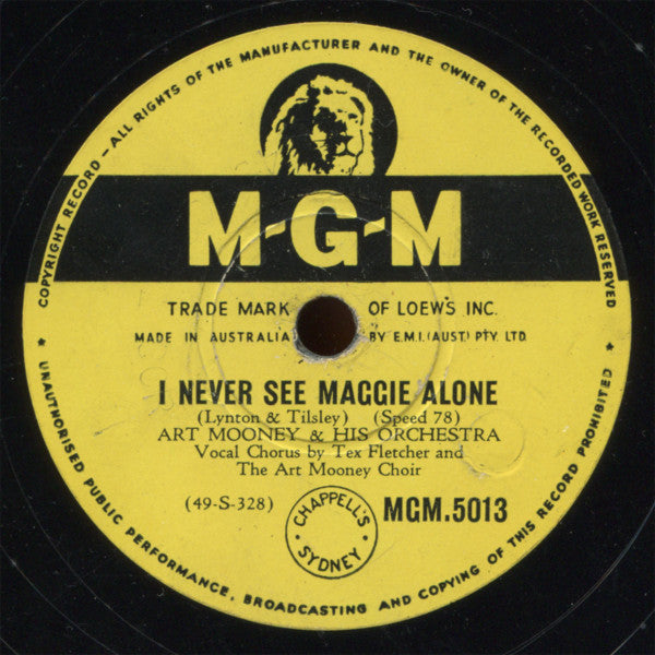 Art Mooney & His Orchestra : Toot, Toot, Tootsie (Good-Bye) / I Never See Maggie Alone (Shellac, 10")