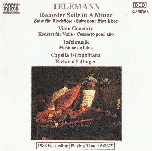 Telemann*, Capella Istropolitana, Richard Edlinger : Recorder Suite In A Minor • Viola Concerto • Tafelmusik (CD)