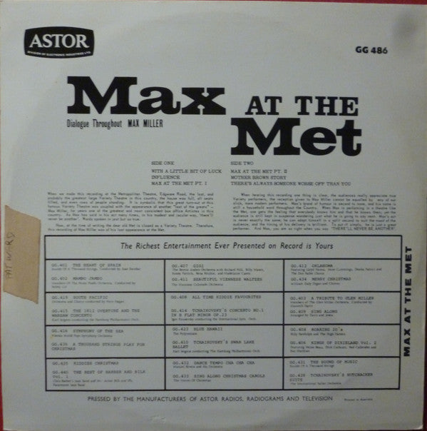 Max Miller : Max At The Met (LP, Comp)