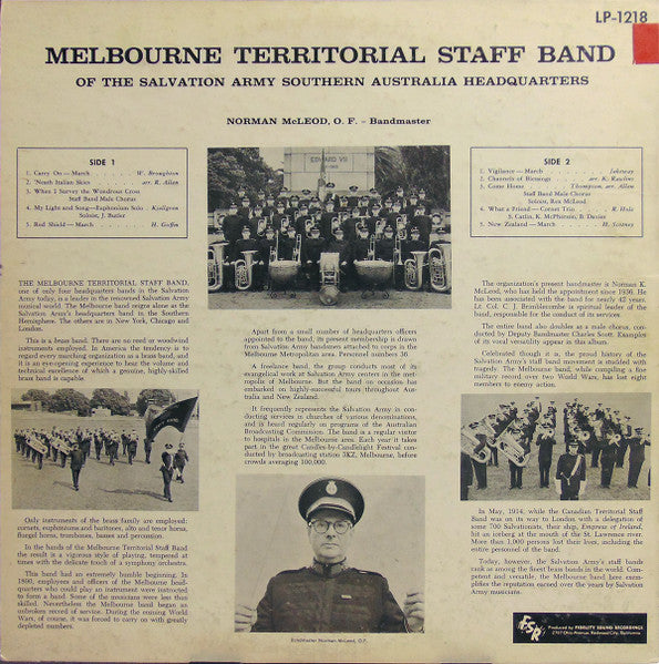 Melbourne Territorial Staff Band* : Melbourne Territorial Staff Band (LP, Mono)