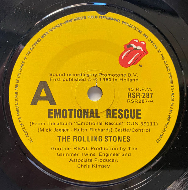 The Rolling Stones : Emotional Rescue  (7", Single)