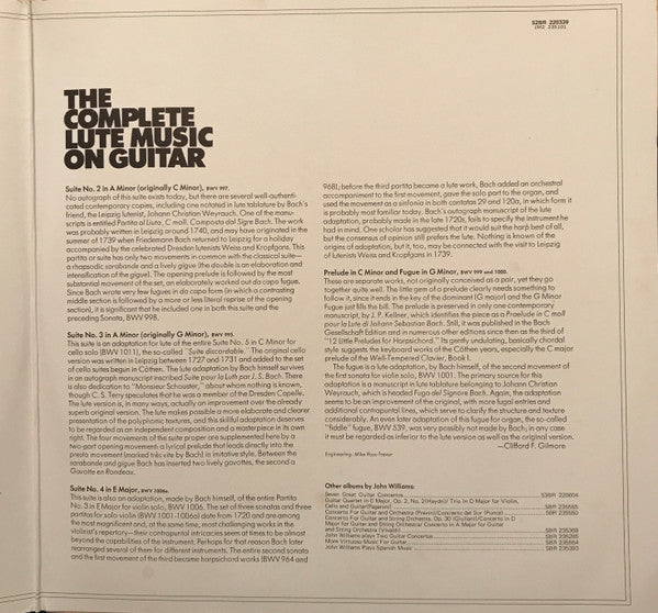John Williams (7) Plays Bach* : The Complete Lute Music On Guitar (2xLP)