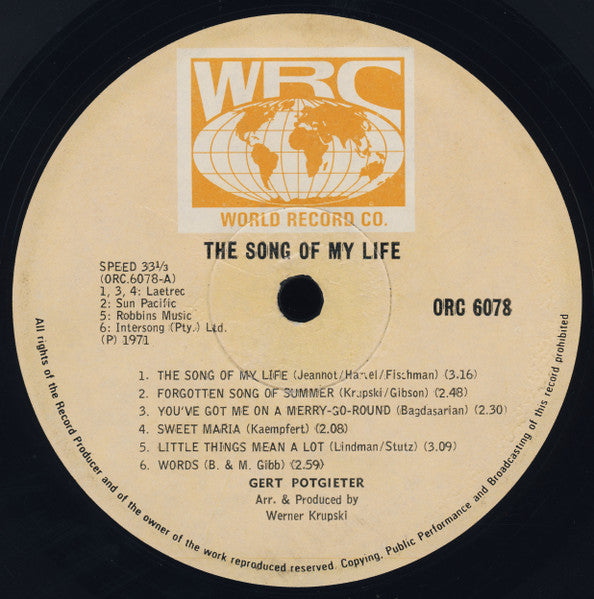 Gert Potgieter : The Song Of My Life (LP, Album)