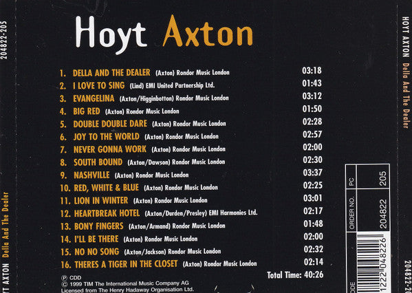 Hoyt Axton : Della And The Dealer (CD, Album, Comp)