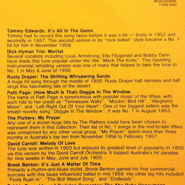 Various : The Golden Years '50 To '59 - Volume 1 (LP, Comp)