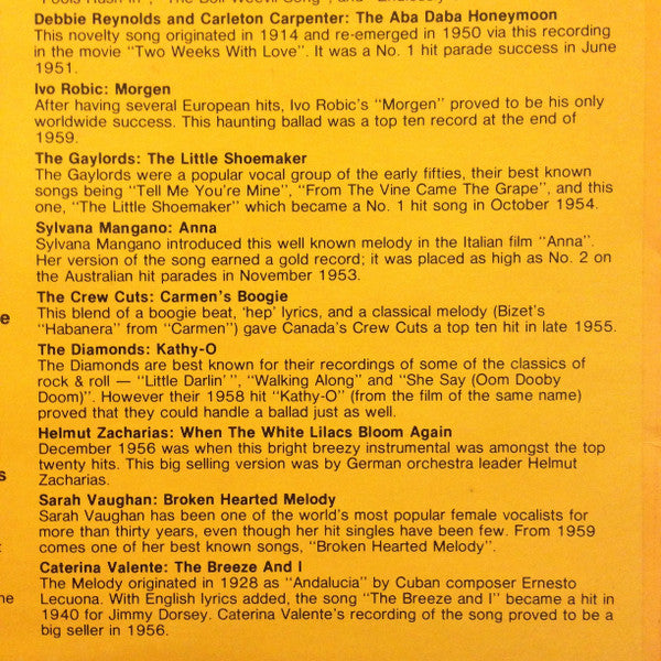 Various : The Golden Years '50 To '59 - Volume 1 (LP, Comp)