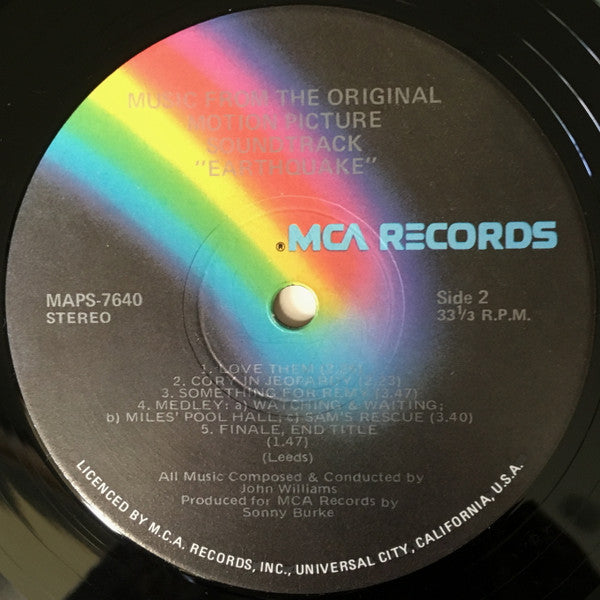 John Williams (4) : Earthquake (Music From The Original Motion Picture Soundtrack) (LP, Album)