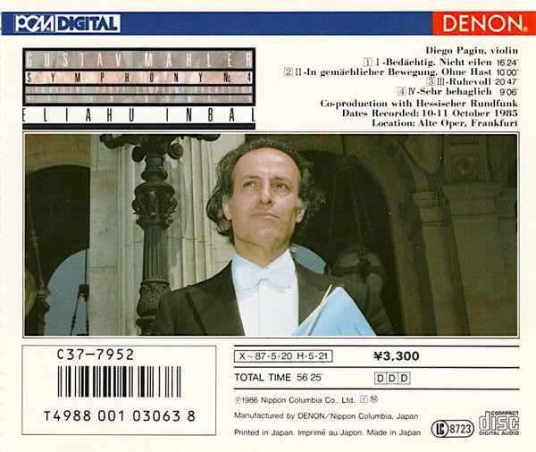 Gustav Mahler / Radio-Sinfonie-Orchester Frankfurt / Helen Donath / Eliahu Inbal : Symphony No. 4 (CD, Album, pre)