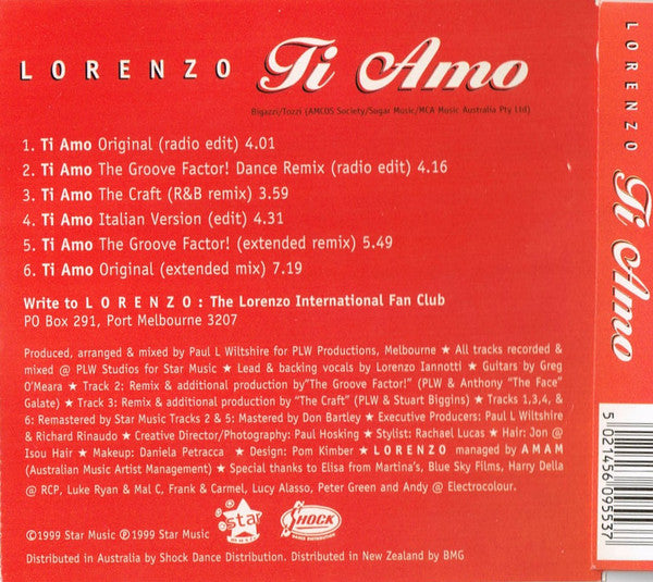 Lorenzo Iannotti : Ti Amo (CD, Single)