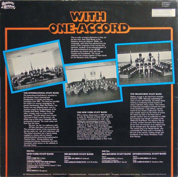 International Staff Band* • Melbourne Staff Band* • New York Staff Band* : With One Accord (LP)