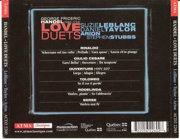 Daniel Taylor (3), Suzie LeBlanc, Stephen Stubbs, Arion* : Handel Love Duets  (CD, Album)