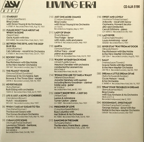 Various : Hits Of '31 (CD, Comp, Mono)