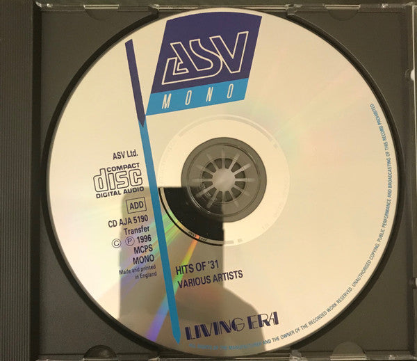 Various : Hits Of '31 (CD, Comp, Mono)