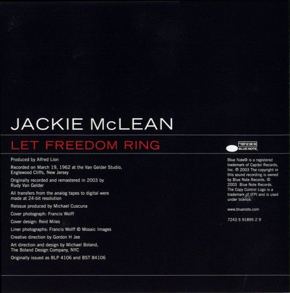 Jackie McLean : Let Freedom Ring (CD, Album, Copy Prot., RE, RM)