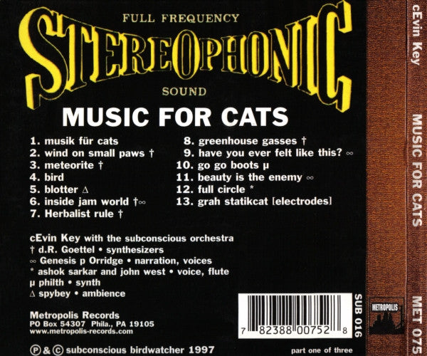 Subconscious Electronic Orchestra Under The Direction Of cEvin Key : Music For Cats (CD, Album)