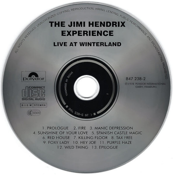The Jimi Hendrix Experience : Live At Winterland (CD, Album, RE)