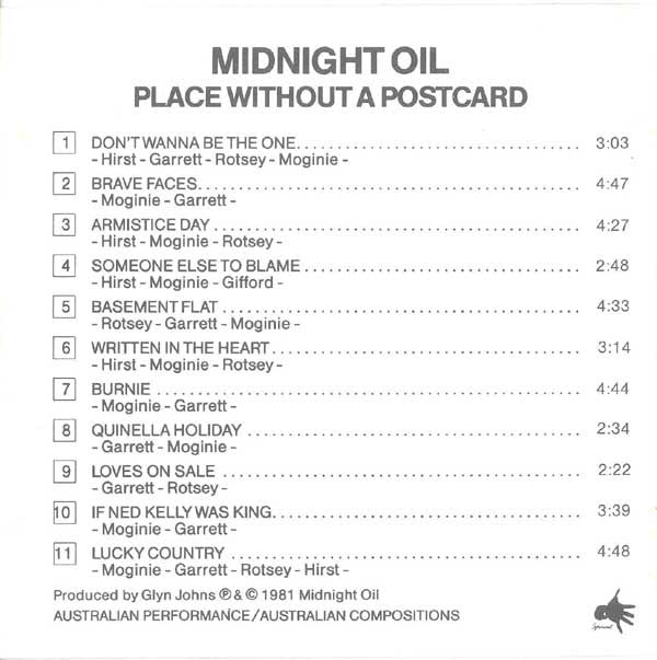 Midnight Oil : Place Without A Postcard (CD, Album, RE)