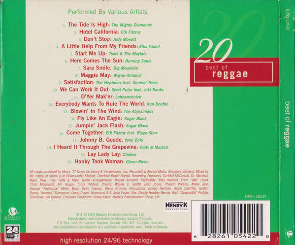Various : 20 Best Of Reggae (CD, Comp)