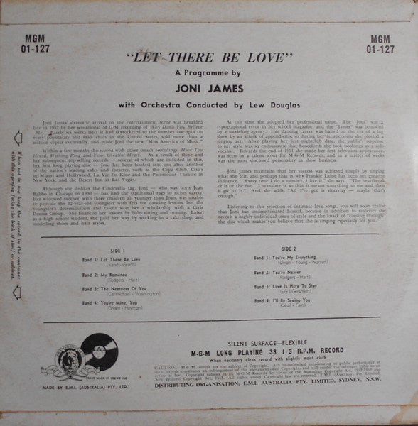 Joni James : Let There Be Love (10", Album)