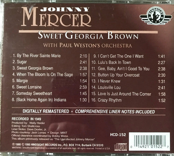 Johnny Mercer With Paul Weston's Orchestra* : Sweet Georgia Brown (CD, Comp)
