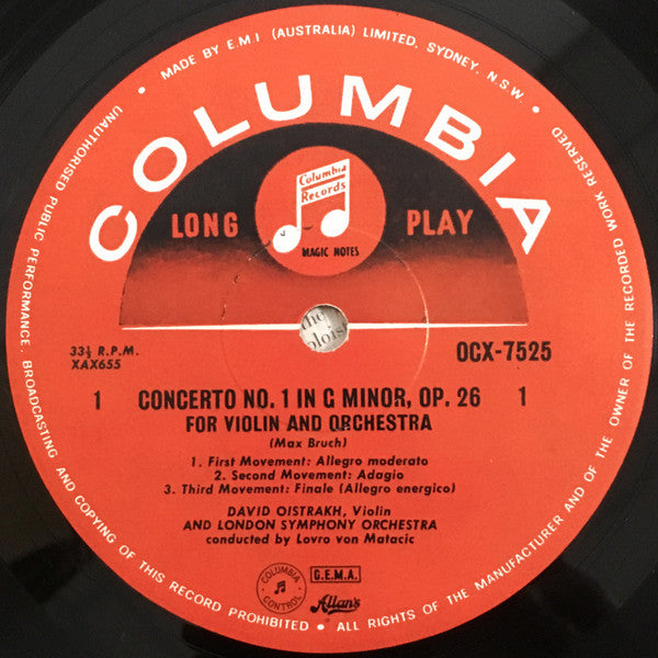 Max Bruch / Jean Sibelius - David Oistrach : Bruch Concerto No 1 / Sibelius Concerto (LP, Comp, Mono)