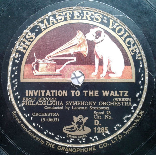 The Philadelphia Orchestra Conducted By Leopold Stokowski : Invitation To The Waltz (Shellac, 12")