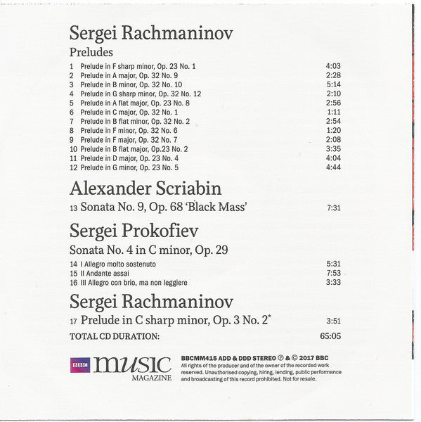 Rachmaninov*, Prokofiev*, Scriabin*, Sviatoslav Richter : Rachmaninov Preludes Plus Piano Sonates By Prokofiev & Scriabin (CD)