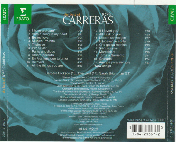 José Carreras : The Best Of José Carreras (CD, Album)