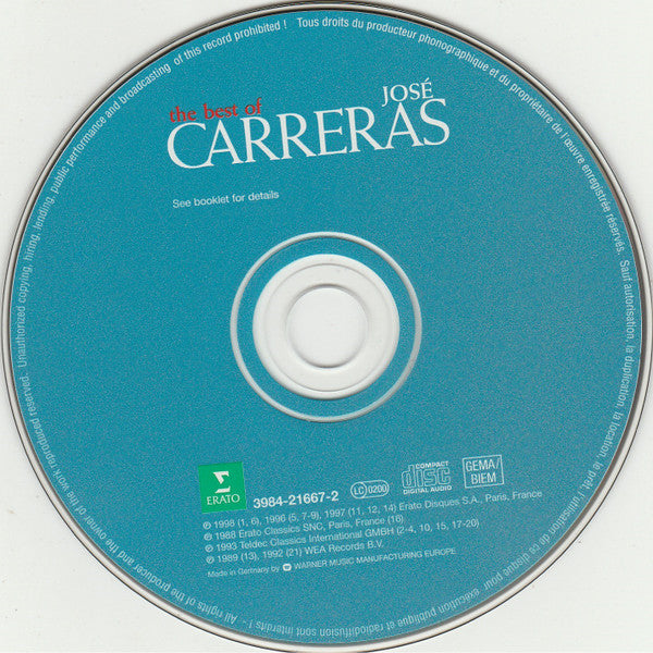 José Carreras : The Best Of José Carreras (CD, Album)