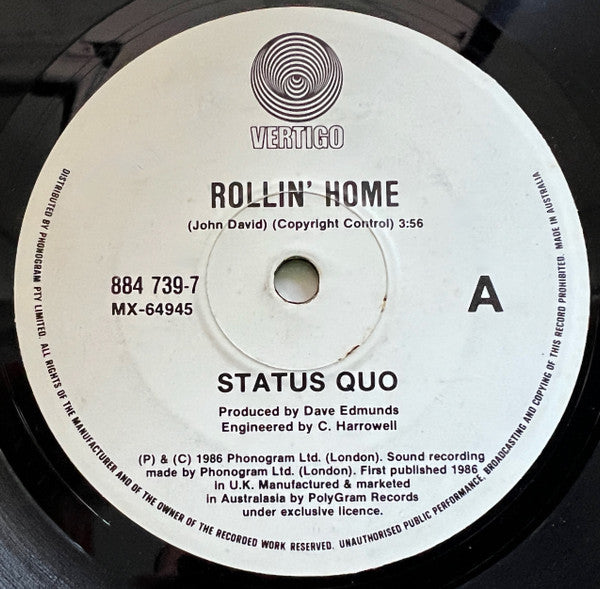 Status Quo : Rollin' Home (7", Single)